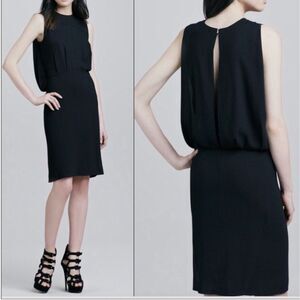 L'agence Womens Black Draped Elegant Open Back Clasp Dress LBD Size 4